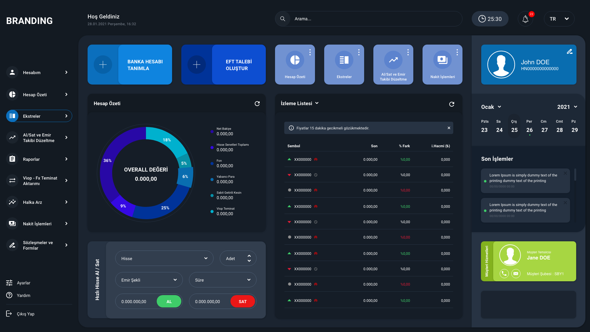 Standart Tema Dashboard